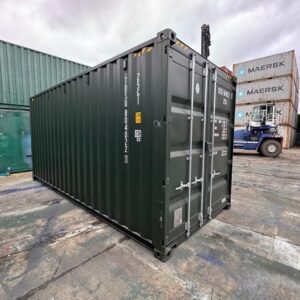 20 ft Shipping Container – Dark Green - Corten Steel, CSC Plated, 28mm Marine Ply Floor