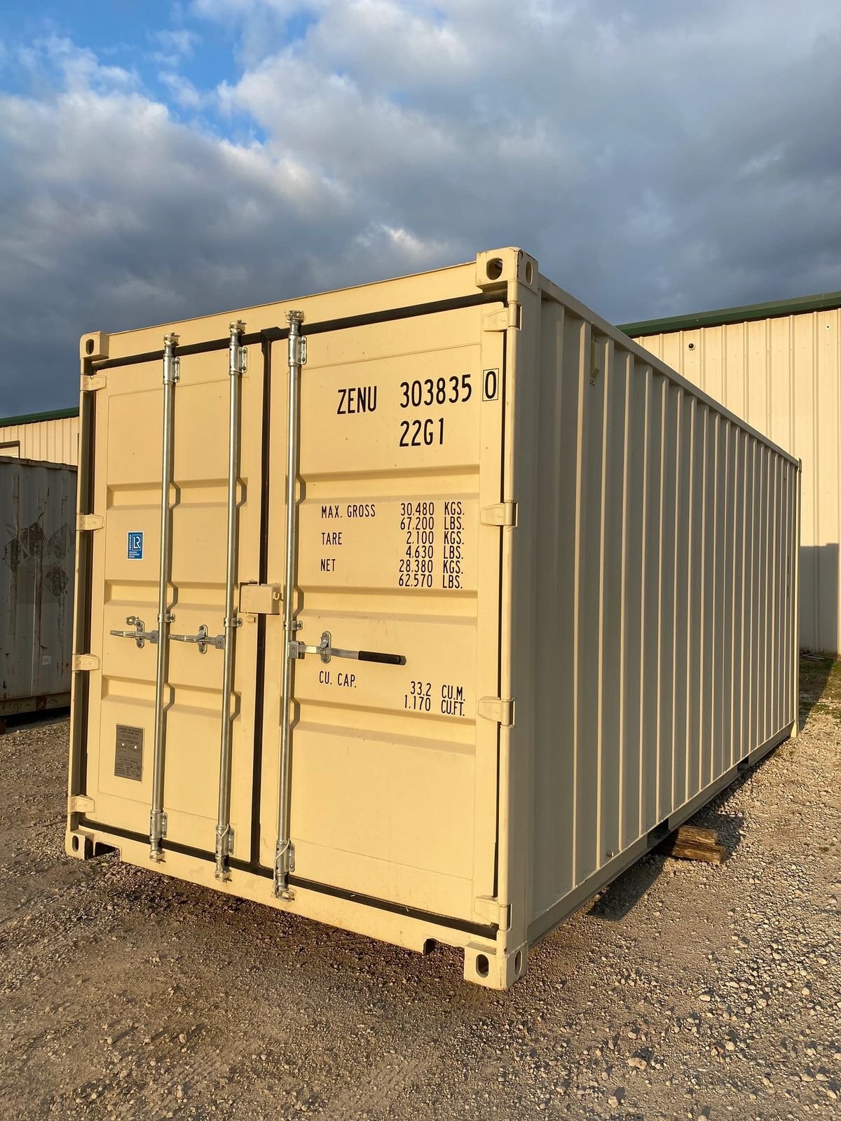 20 ft Standard Shipping Container – RAL1015 Color with Lock Box and Forklift Pockets - Image 2