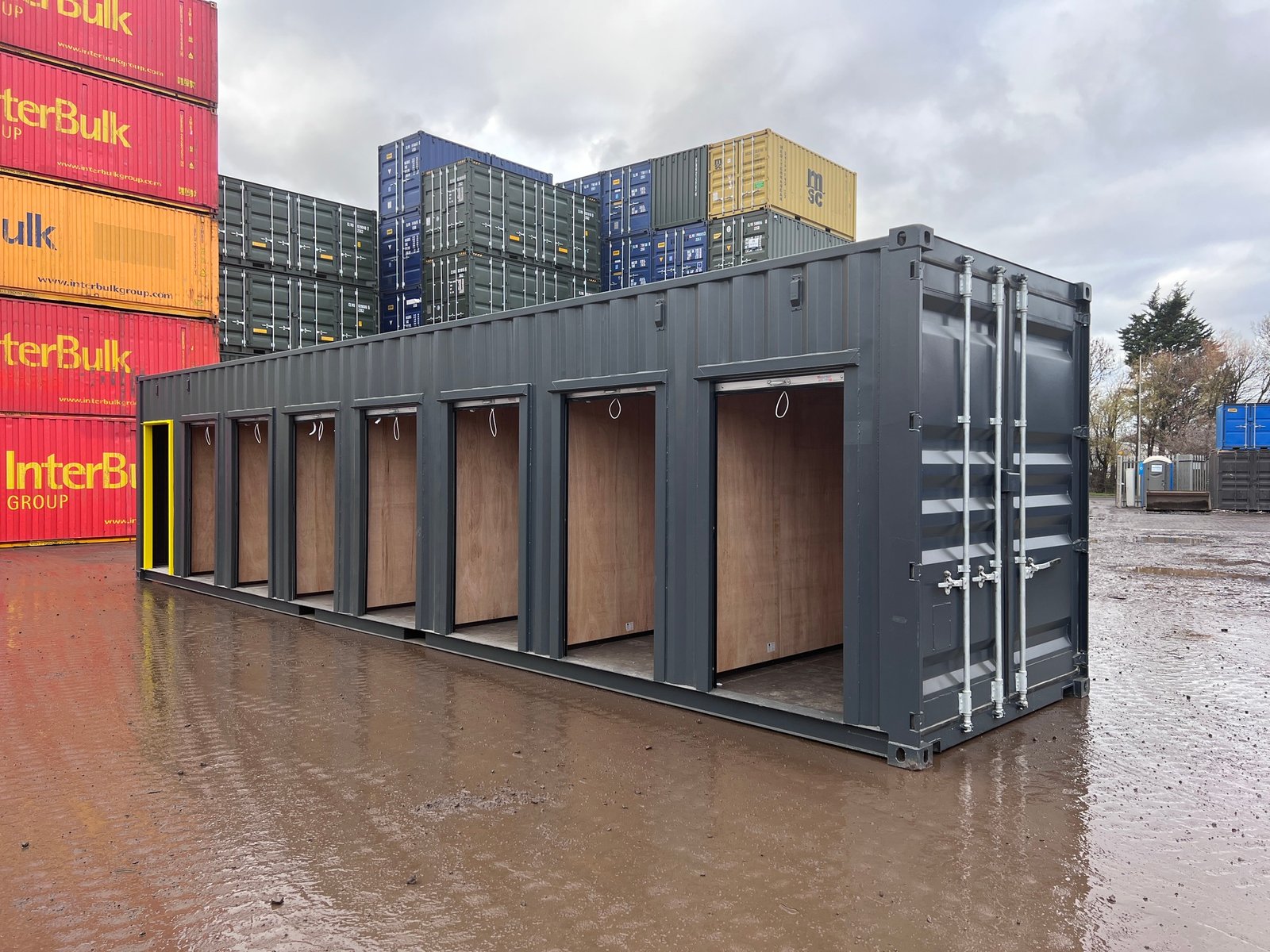 40ft High Cube Container with Multi-Store Mezzanine Configuration – 7 Bay Self Storage - Image 2